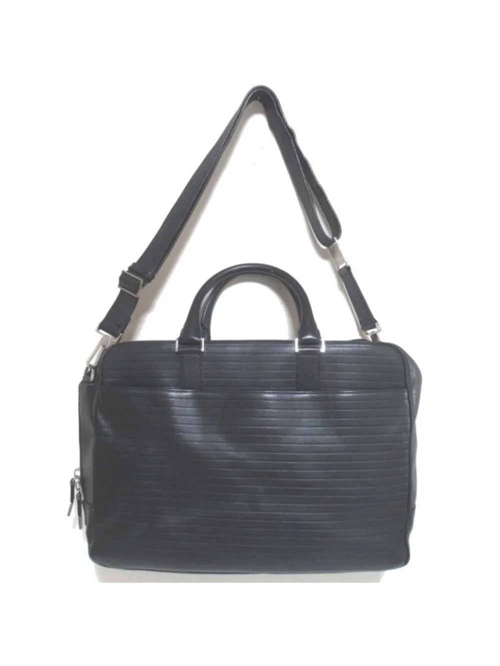 Dior Homme Leather Briefcase Business With PC Pocket Black